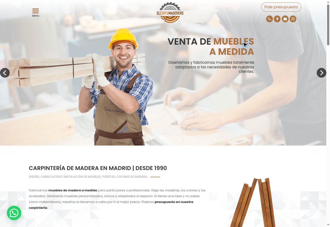 Captura de la web de El Corte Maderero